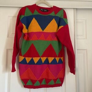 Colorful Vintage Funky Gladys Bagley Sweater Small